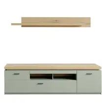 Wohnwand >MONIZ< (2-teilig) Salbei/Eiche, Lowboard...