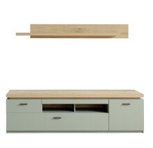 Wohnwand >MONIZ< (2-teilig) Salbei/Eiche, Lowboard...