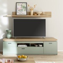 Wohnwand >MONIZ< (2-teilig) Salbei/Eiche, Lowboard...