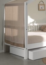 Hausbett >Buche Massiv< in Buche massiv weiß lackiert - 207,5x170x97,5 (BxHxT)