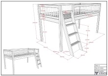 Spielbett >Buche Massiv< in Buche massiv weiß lackiert - 207,5x114x97,5 (BxHxT)
