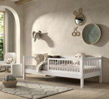Daybett >Buche Massiv< in Buche massiv weiß lackiert - 207,5x68x97,5 (BxHxT)