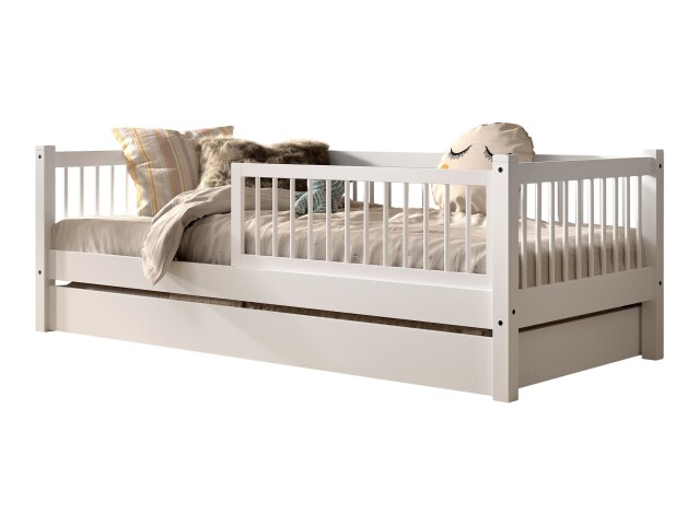 Daybett >Buche Massiv< in Buche massiv weiß lackiert - 207,5x68x97,5 (BxHxT)