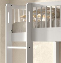 Etagenbett >Buche Massiv< in weiß lackiert - 207,5x175,4x97,5 (BxHxT)