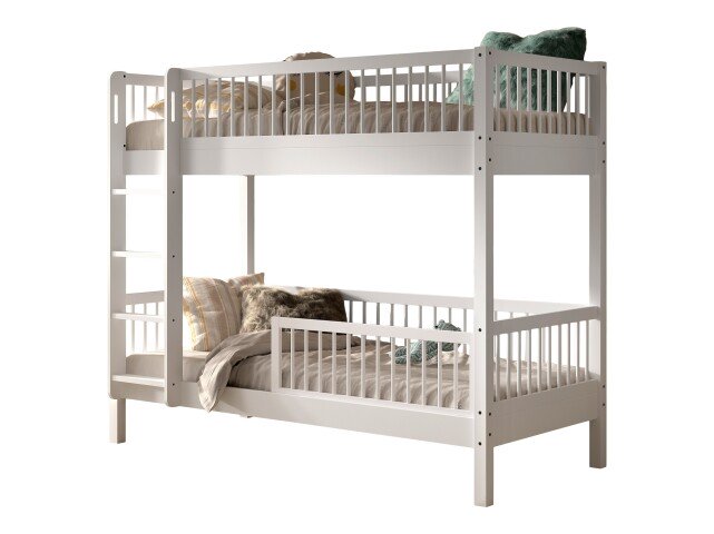 Etagenbett >Buche Massiv< in weiß lackiert - 207,5x175,4x97,5 (BxHxT)