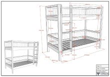 Etagenbett >Buche Massiv< in weiß lackiert - 207,5x175,4x97,5 (BxHxT)