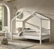 Hausbett >Buche Massiv< in Buche massiv weiß...
