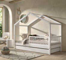 Hausbett >Buche Massiv< in Buche massiv weiß...