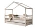 Hausbett >Buche Massiv< in Buche massiv weiß lackiert - 207,5x170x97,5 (BxHxT)