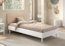 Einzelbett >Buche Massiv< in Buche massiv weiß lackiert - 100x85,5x211,5 (BxHxT)