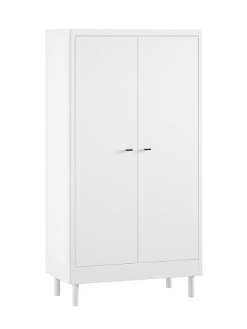 Drehtürenschrank >Buche Massiv< in weiß lackiert - 100x190x55 (BxHxT)