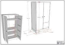 Drehtürenschrank >Buche Massiv< in weiß lackiert - 100x190x55 (BxHxT)