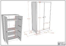 Drehtürenschrank >Buche Massiv< in weiß lackiert - 100x190x55 (BxHxT)