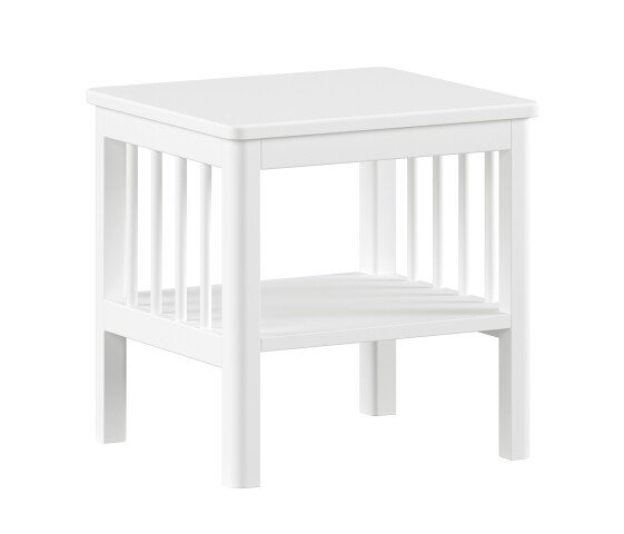 Nachttisch >Buche Massiv< in Buche weiß lackiert - 45x50x50x45 (LxBxHxT)