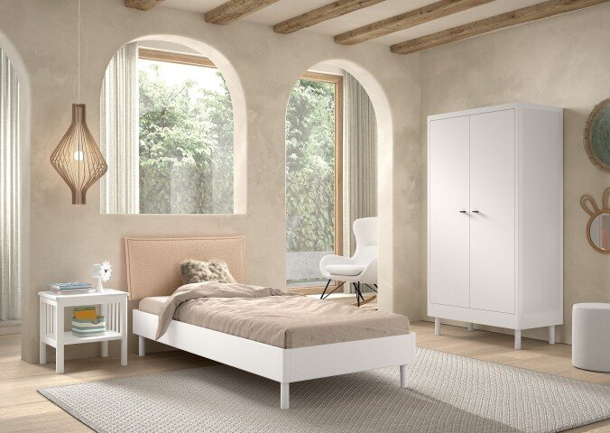 Jugendzimmer-Set >Buche Massiv< (3-teilig) in Buche massiv weiß lackiert