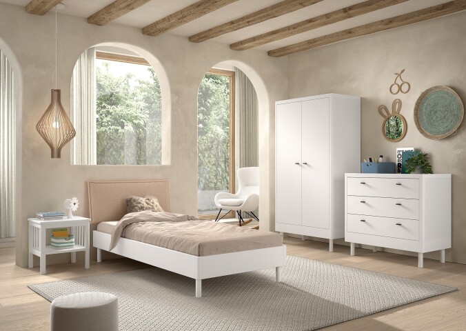 Jugendzimmer-Set >Buche Massiv< (4-teilig) in Buche massiv weiß lackiert