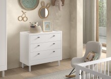 Jugendzimmer-Set >Buche Massiv< (4-teilig) in Buche massiv weiß lackiert