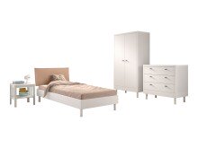 Jugendzimmer-Set >Buche Massiv< (4-teilig) in Buche massiv weiß lackiert