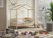 Hausbett >Junior< in Kiefer natur, Massivholz -...