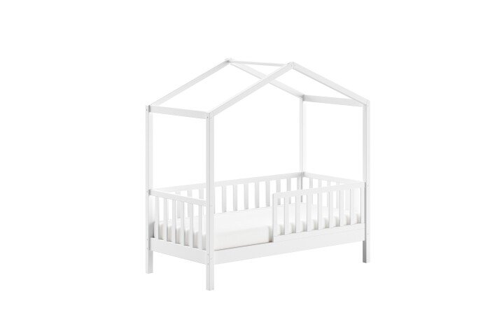 Hausbett >Junior< in Kiefer Weiß, Massivholz - 148x150,6x75,8cm (BxHxT)