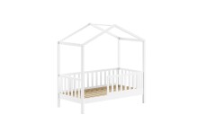 Hausbett >Junior< in Kiefer Weiß, Massivholz - 148x150,6x75,8cm (BxHxT)