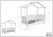 Hausbett >Junior< in Kiefer Weiß, Massivholz - 148x150,6x75,8cm (BxHxT)