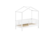 Hausbett >Junior< in Kiefer Weiß, Massivholz - 148x150,6x75,8cm (BxHxT)