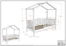 Hausbett >Junior< in Kiefer Weiß, Massivholz - 148x150,6x75,8cm (BxHxT)