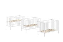 Babybett >Dino< in Buche Weiß, Massivholz - 124,4x84,4x65,4cm (BxHxT)