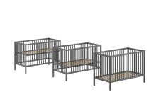 Babybett >Dino< in Buche Anthrazit, Massivholz - 124,4x84,4x65,4cm (BxHxT)