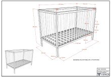 Babybett >Dino< in Buche Anthrazit, Massivholz - 124,4x84,4x65,4cm (BxHxT)