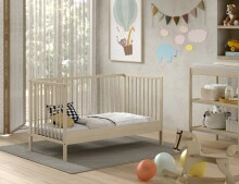 Babybett >Dino< in Buche Natur, Massivholz - 144x84,4x75,5cm (BxHxT)
