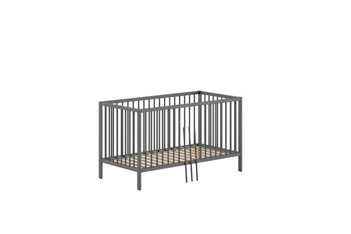 Babybett >Dino< in Buche Anthrazit, Massivholz - 144x84,4x75,5cm (BxHxT)