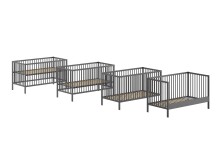 Babybett >Dino< in Buche Anthrazit, Massivholz - 144x84,4x75,5cm (BxHxT)