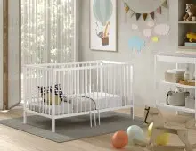 Babybett >Dino< in Buche Weiß, Massivholz -...