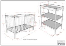 Babymöbel-Set >Dino< in Buche Anthrazit, Massivholz - 124,4x84,4x65,4cm (BxHxT)