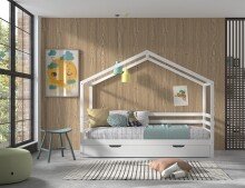 Hausbett >Private< in weiss, Massivholz - 210x170x96cm (BxHxT)