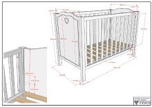 Babybett >Amori< in Weiß, Holzwerkstoff - 129x88,1x66,9cm (BxHxT)