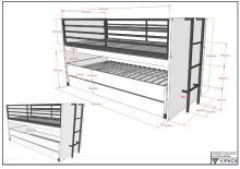Hochbett >Sam< in Eiche Melamin Dekor - 219x219x116,6x98 (LxBxHxT)
