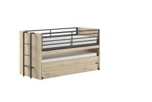 Hochbett >Sam< in Eiche Melamin Dekor - 219x219x116,6x98 (LxBxHxT)