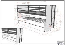 Hochbett >Sam< in Eiche Melamin Dekor - 219x219x116,6x98 (LxBxHxT)