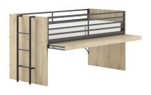 Hochbett >Sam< in Eiche Melamin Dekor - 219x219x116,6x98 (LxBxHxT)
