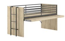 Hochbett >Sam< in Eiche Melamin Dekor - 219x219x116,6x98 (LxBxHxT)