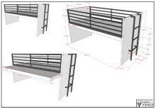 Hochbett >Sam< in Eiche Melamin Dekor - 219x219x116,6x98 (LxBxHxT)