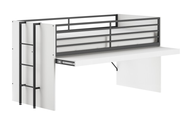 Hochbett >Sam< in Weiß Melamin Dekor, Holzwerkstoff - 219x116,6x98cm (BxHxT)