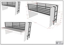Hochbett >Sam< in Weiß Melamin Dekor, Holzwerkstoff - 219x116,6x98cm (BxHxT)