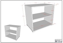 Unterstellregal >Sam< in Weiß Melamin Dekor - 67,7x67,7x61,5x43 (LxBxHxT)