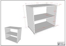 Unterstellregal >Sam< in Weiß Melamin Dekor - 67,7x67,7x61,5x43 (LxBxHxT)