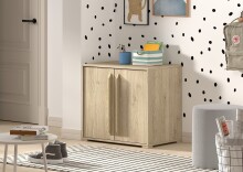 Kommode >Sam< in Eiche Melamin Dekor, Holzwerkstoff - 67,7x61,5x43cm (BxHxT)