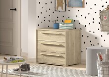 Schubkastenkommode >Sam< in Eiche Melamin Dekor - 67,7x61,5x43 (BxHxT)